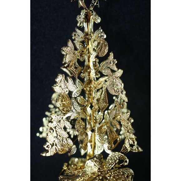 Danbury Mint 2018 Gold-Plated Filigree Christmas Tree Ornament With Gift Box & S - Picture 2 of 5